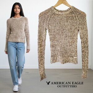 American Eagle Angora Rabbit Hair Wool Blend Form Fitting Open Weave Sweater XS